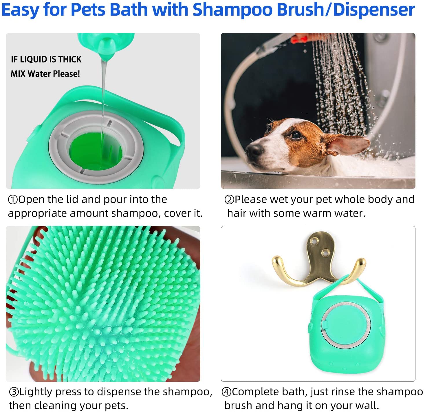 Silicone Pet Shampoo Massage Brush for Dogs and Cats