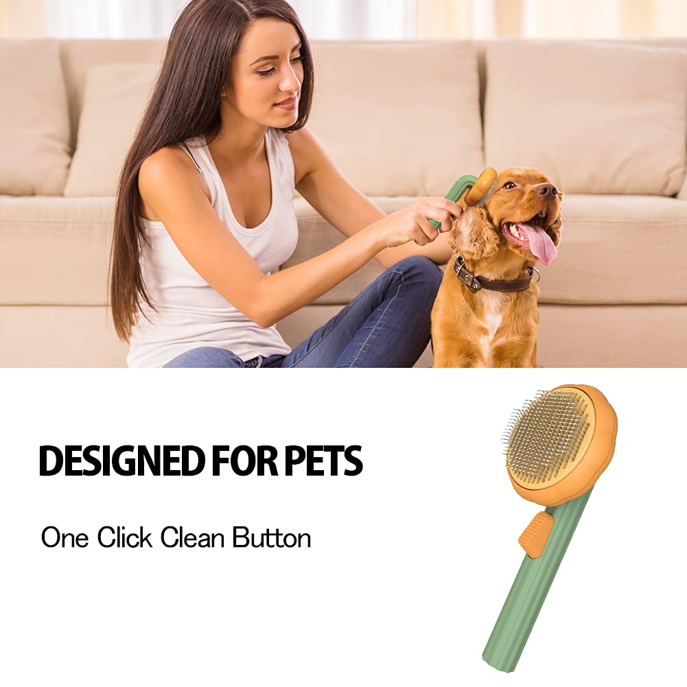 Self Cleaning Pumpkin Slicker Brush for Dogs and Cats