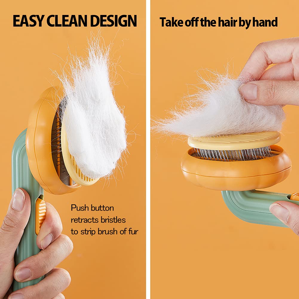 Self Cleaning Pumpkin Slicker Brush for Dogs and Cats
