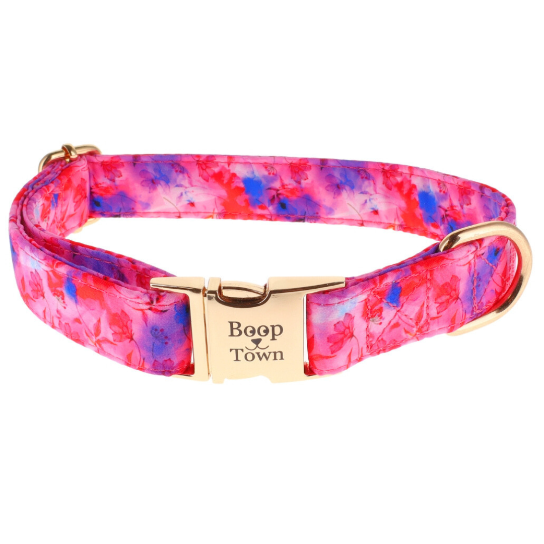 Soft Cotton Dog Collar with Quick Release Metal Buckle