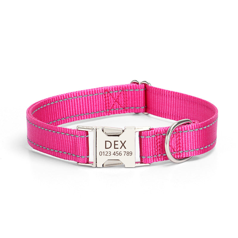 Reflective Nylon Dog Collar Adjustable for Everyday Safety Comfort