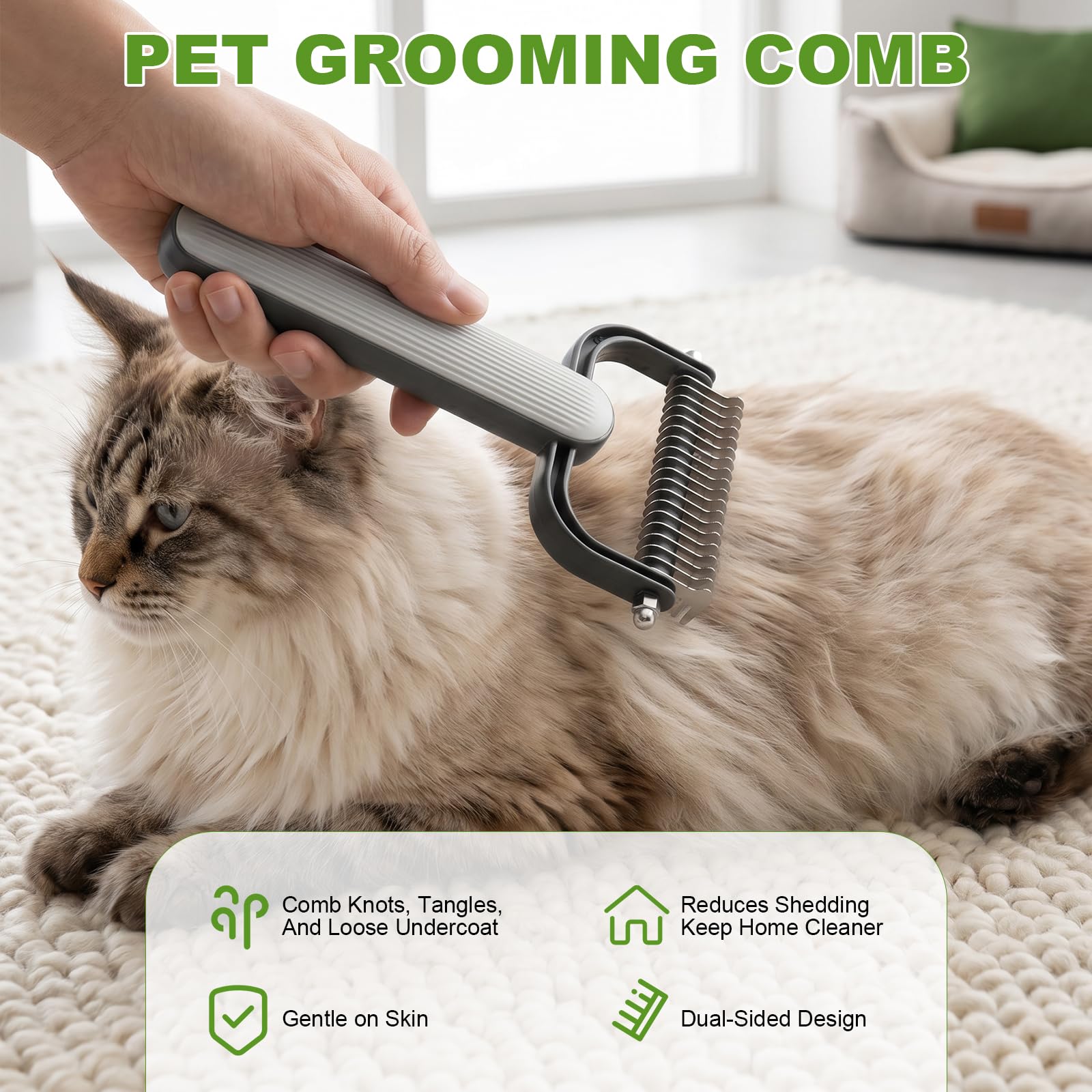 Double-Sided Dematting Comb for Dogs Cats Thick Coats Grooming