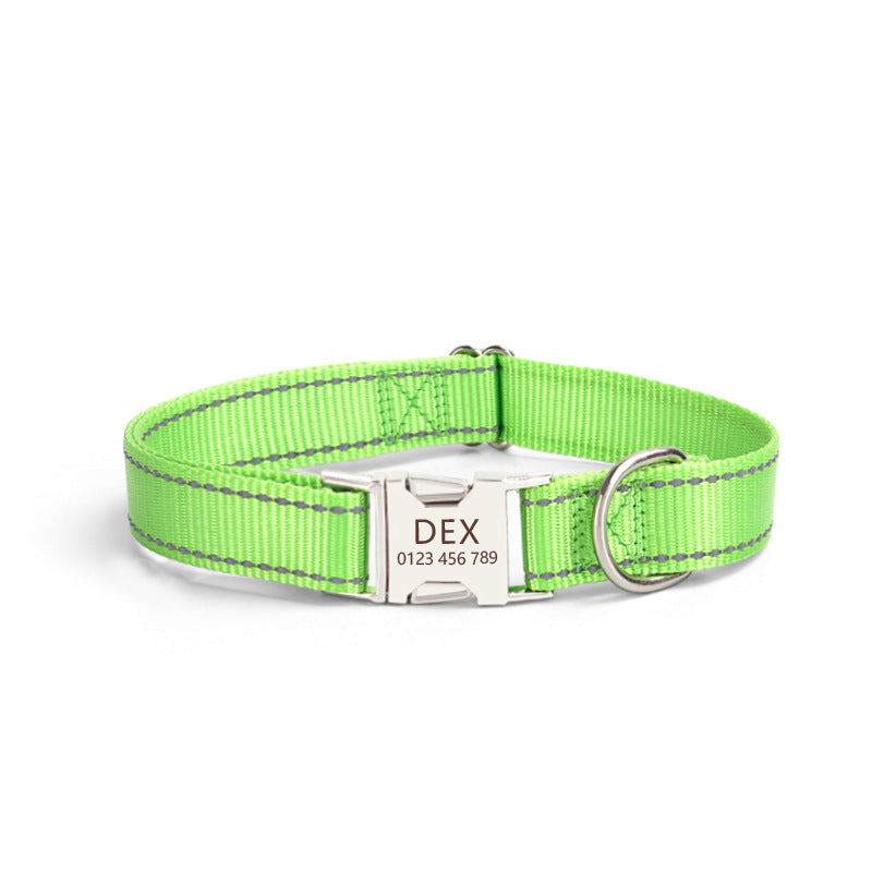Reflective Nylon Dog Collar Adjustable for Everyday Safety Comfort