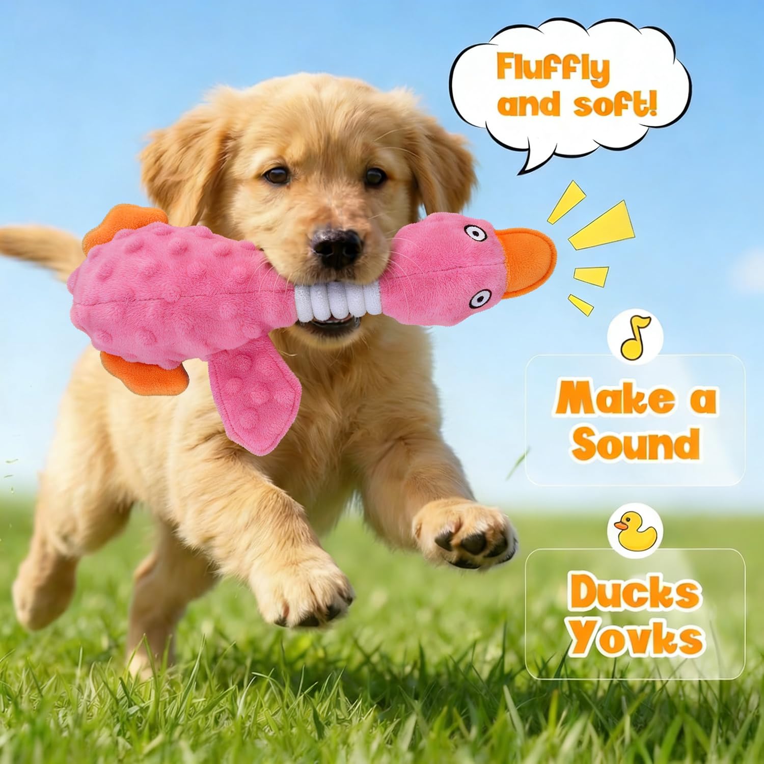 Durable Squeaky Plush Duck Dog Toy for Aggressive Chewers