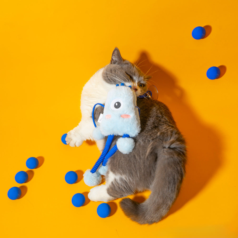 Plush Elastic Cat Teaser Toy with Bell and Mint