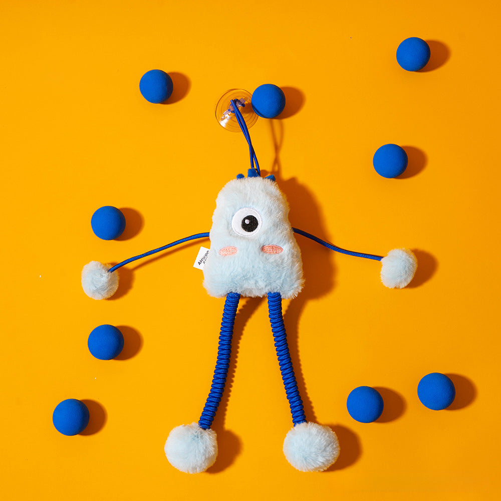 Plush Elastic Cat Teaser Toy with Bell and Mint