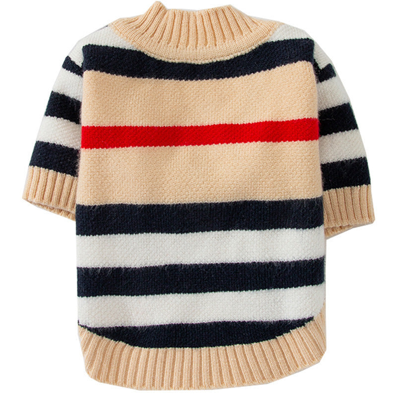Striped Knitted Dog Sweater Cardigan for Warm Comfortable Wear