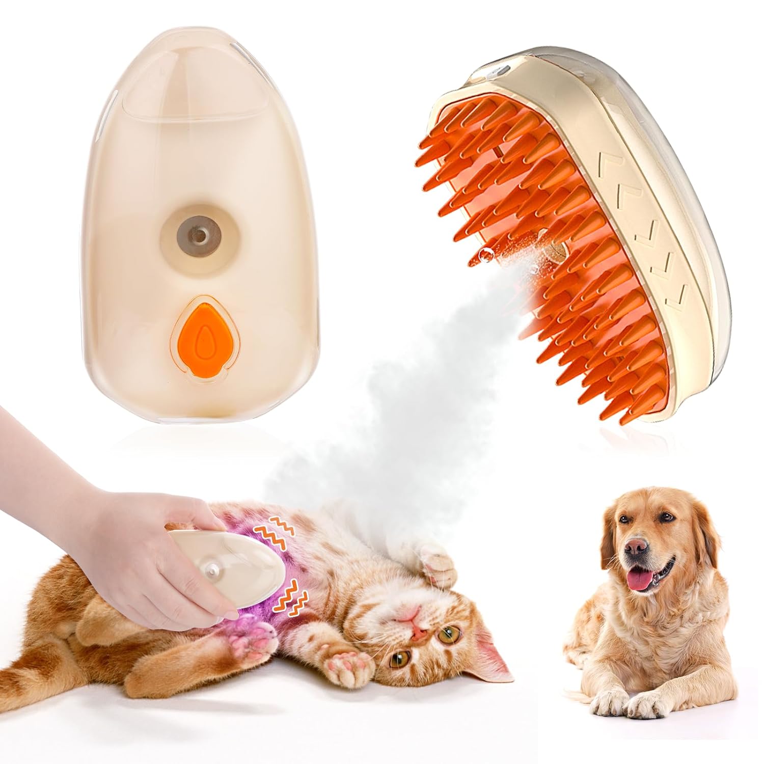 4-in-1 Steam Cat Grooming Brush with Ringworm Detector