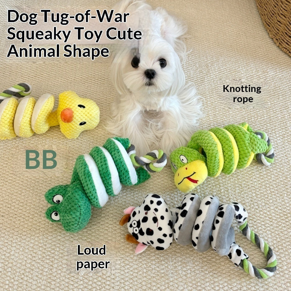 Puppy Plush Tug Toy with Crinkle Paper Chew