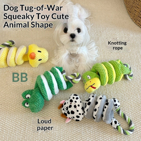 Puppy Plush Tug Toy with Crinkle Paper Chew