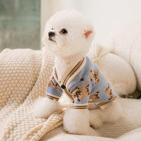 Striped Knitted Dog Sweater Cardigan for Warm Comfortable Wear