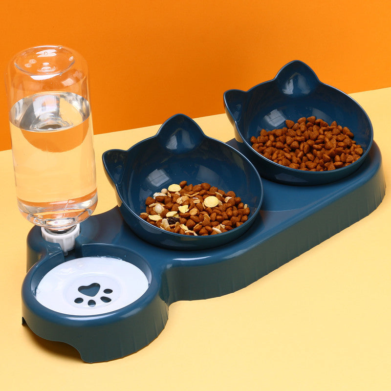 3-in-1 Pet Feeding Station with Automatic Water Bowl