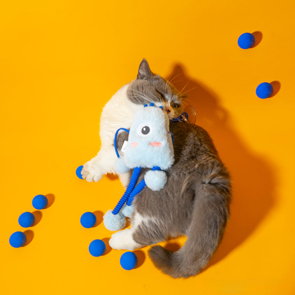 Plush Elastic Cat Teaser Toy with Bell and Mint