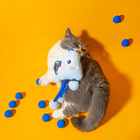 Plush Elastic Cat Teaser Toy with Bell and Mint