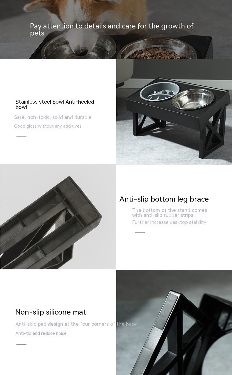 Adjustable Elevated Stainless Steel Slow Feeder Dog Bowl