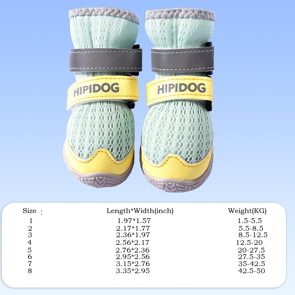 4PCS Reflective Anti-Slip Dog Boots for Outdoor Walking