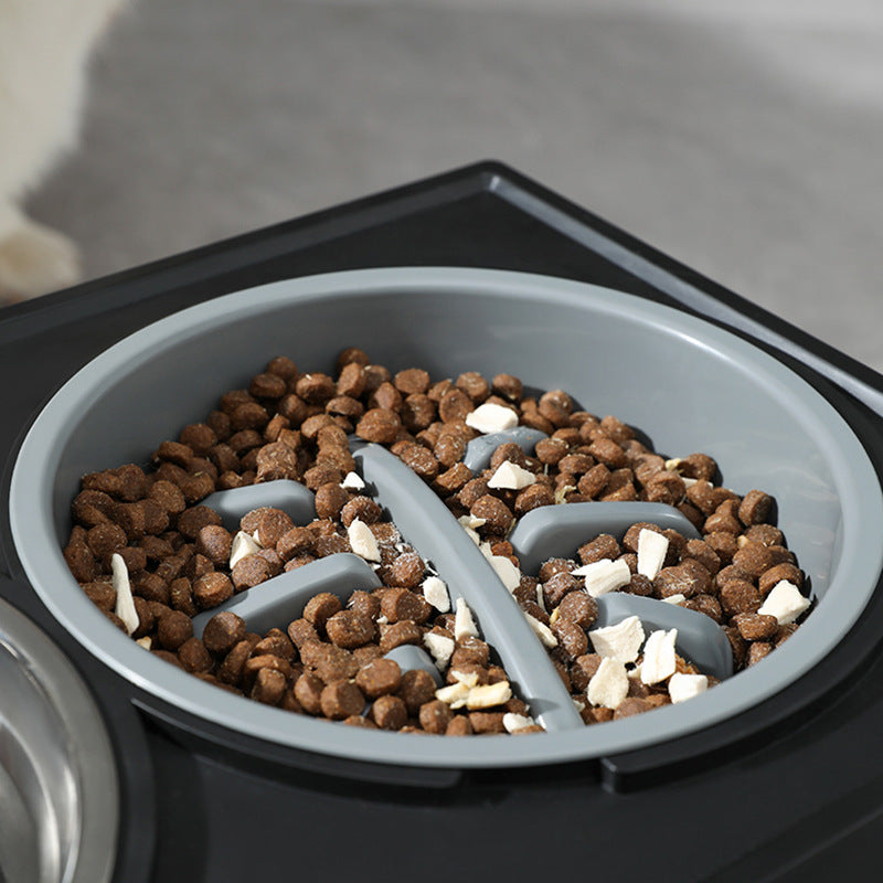 Adjustable Elevated Stainless Steel Slow Feeder Dog Bowl