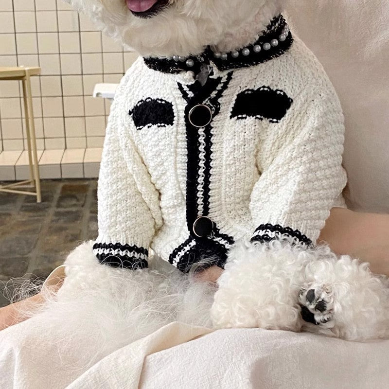 Striped Knitted Dog Sweater Cardigan for Warm Comfortable Wear