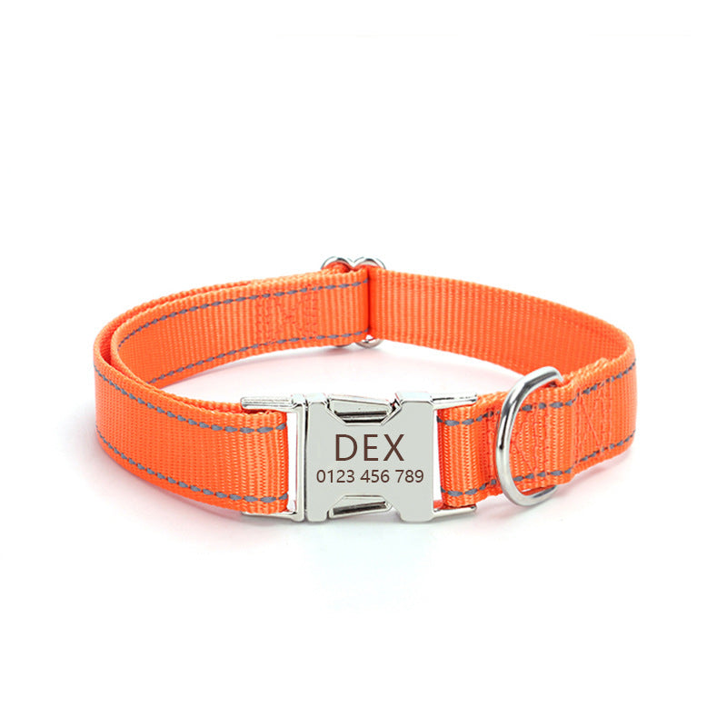 Reflective Nylon Dog Collar Adjustable for Everyday Safety Comfort