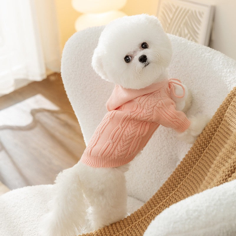 Striped Knitted Dog Sweater Cardigan for Warm Comfortable Wear