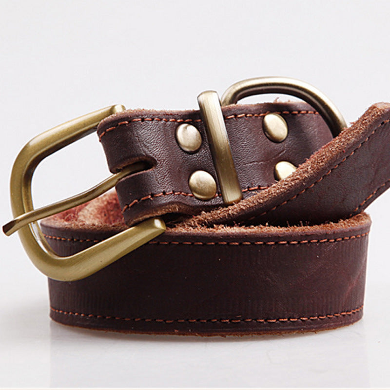 Genuine Cowhide Dog Collar for Small Medium Dogs Adjustable