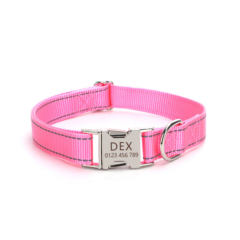 Reflective Nylon Dog Collar Adjustable for Everyday Safety Comfort
