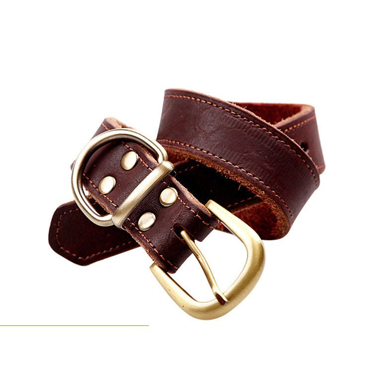 Genuine Cowhide Dog Collar for Small Medium Dogs Adjustable