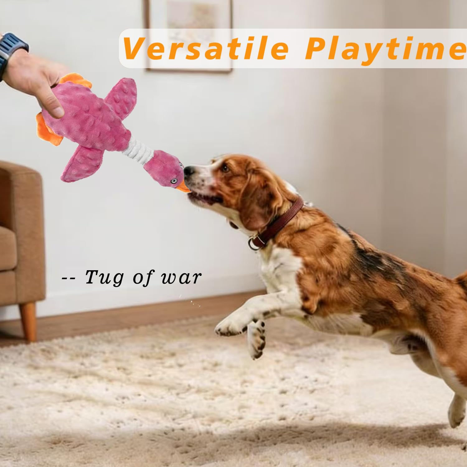 Durable Squeaky Plush Duck Dog Toy for Aggressive Chewers