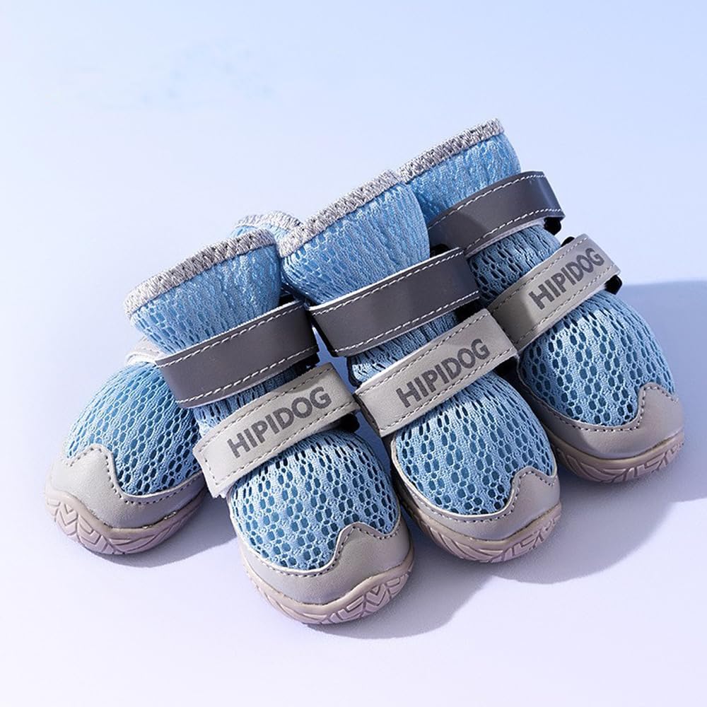 4PCS Reflective Anti-Slip Dog Boots for Outdoor Walking