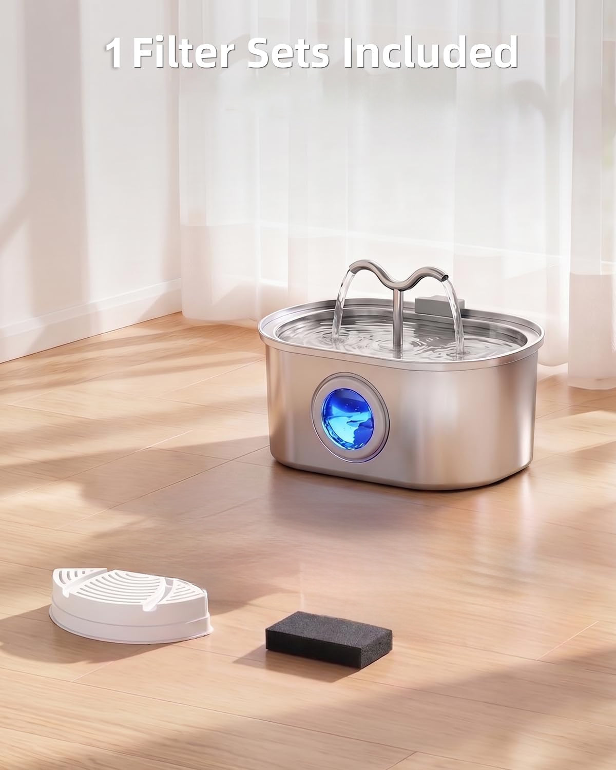 3.2L Stainless Steel Cat Water Fountain Dual Spouts