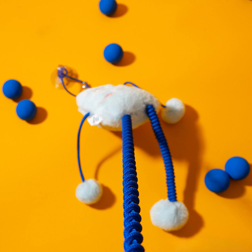 Plush Elastic Cat Teaser Toy with Bell and Mint