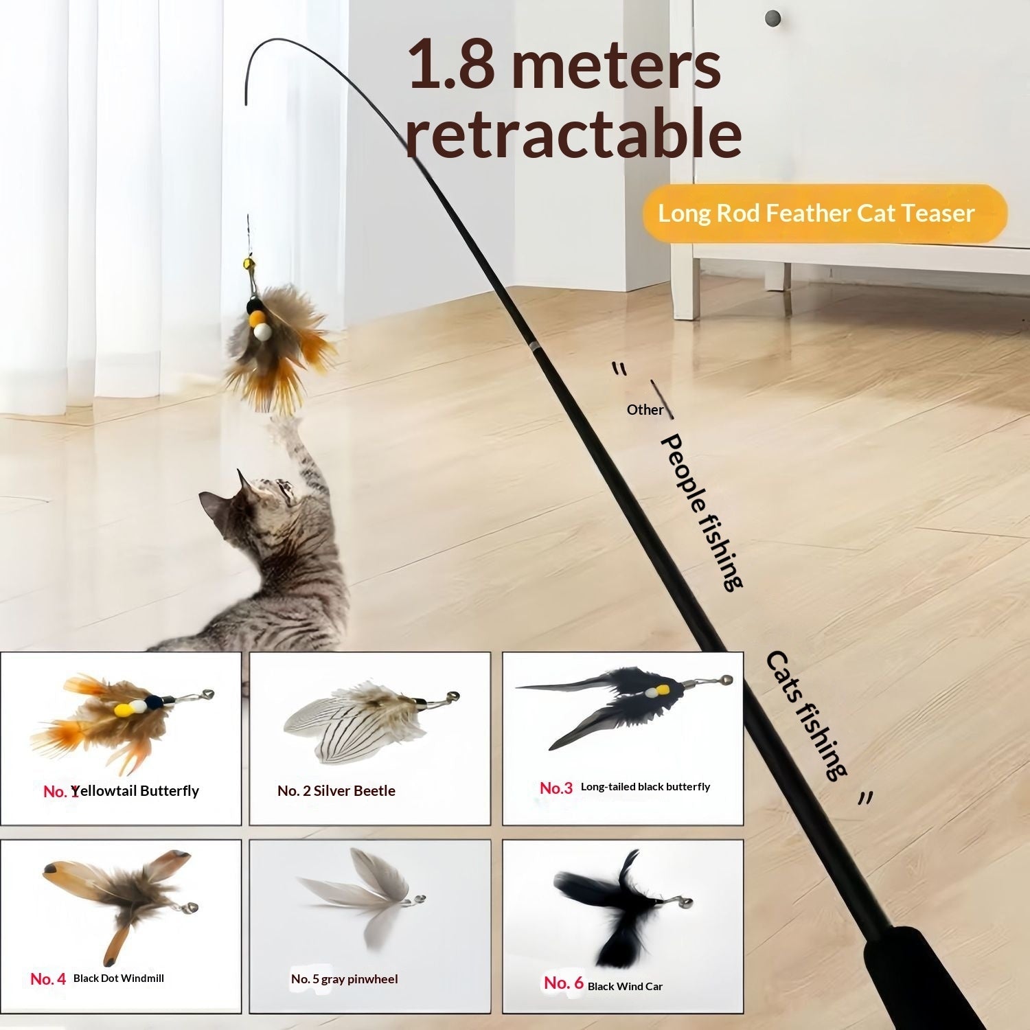 Insect Feather Bell Replacement Head for Cat Toy