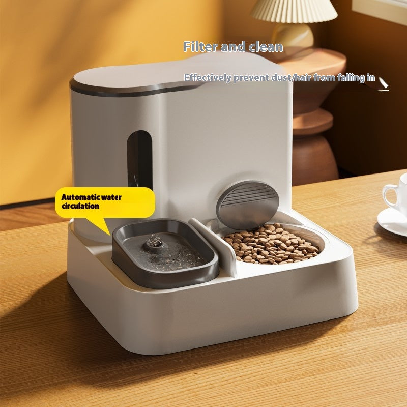 Integrated Automatic Cat Feeder Water Dispenser Double Bowl