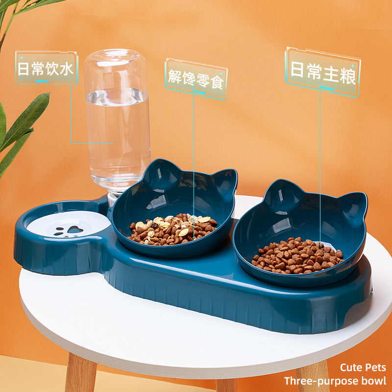 3-in-1 Pet Feeding Station with Automatic Water Bowl