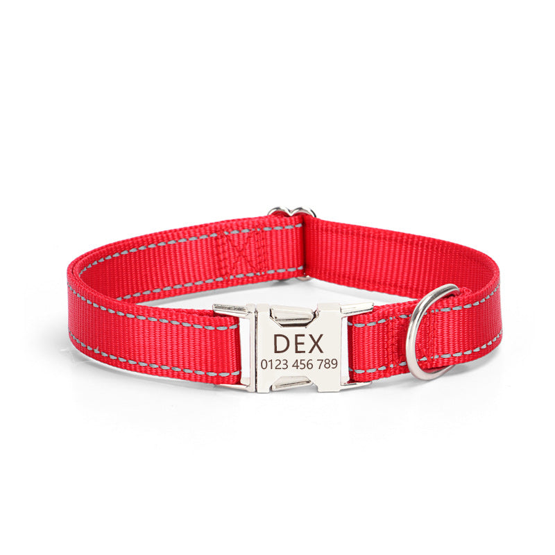 Reflective Nylon Dog Collar Adjustable for Everyday Safety Comfort