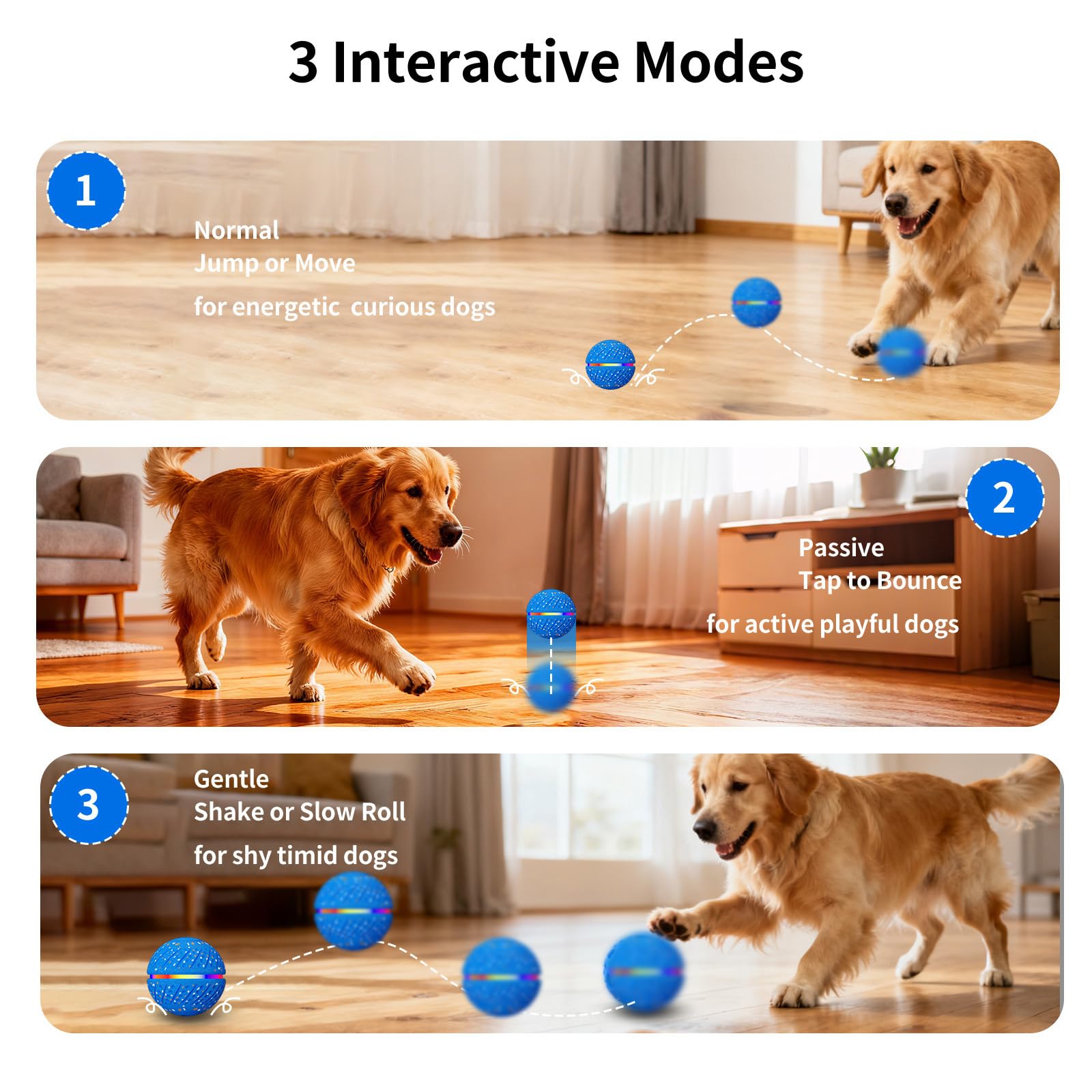 Smart Interactive Bouncing Dog Ball with Colorful Lights Automatic