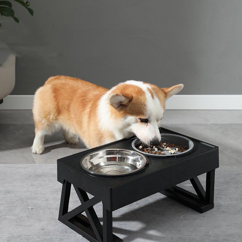 Adjustable Elevated Stainless Steel Slow Feeder Dog Bowl