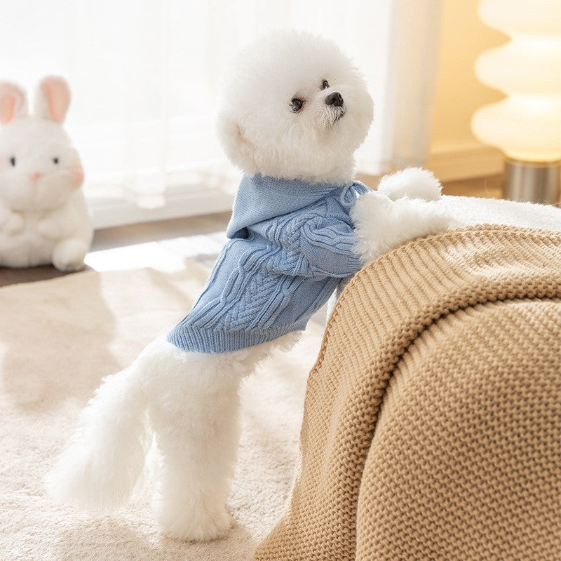 Striped Knitted Dog Sweater Cardigan for Warm Comfortable Wear