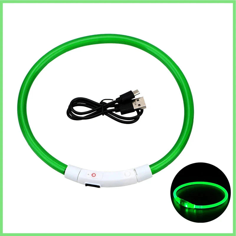 USB Rechargeable LED Dog Collar for Night Safety Visibility