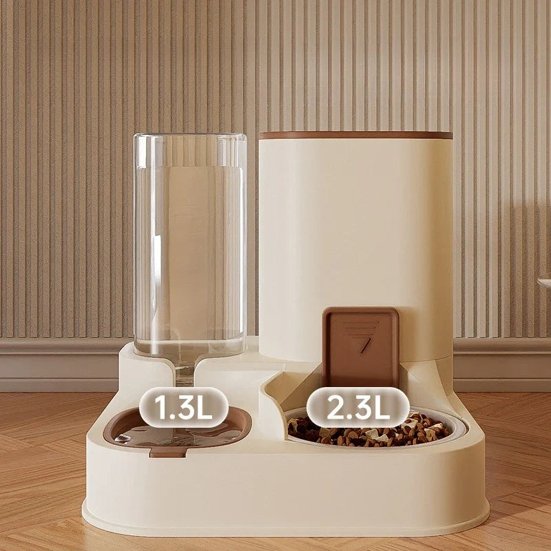 All-in-One Pet Feeder Water Dispenser with Bowl System