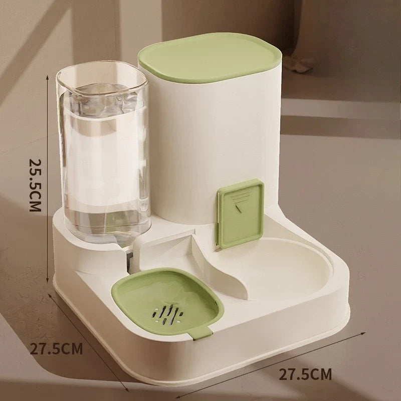 All-in-One Pet Feeder Water Dispenser with Bowl System