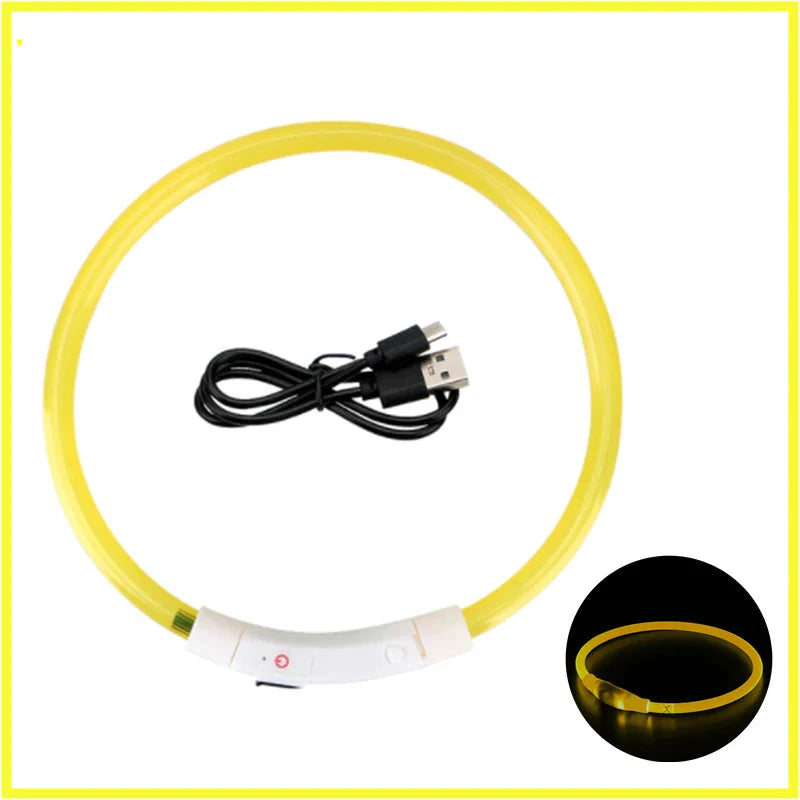USB Rechargeable LED Dog Collar for Night Safety Visibility