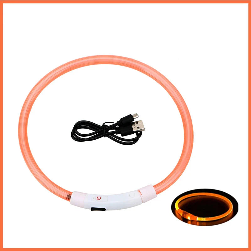 USB Rechargeable LED Dog Collar for Night Safety Visibility