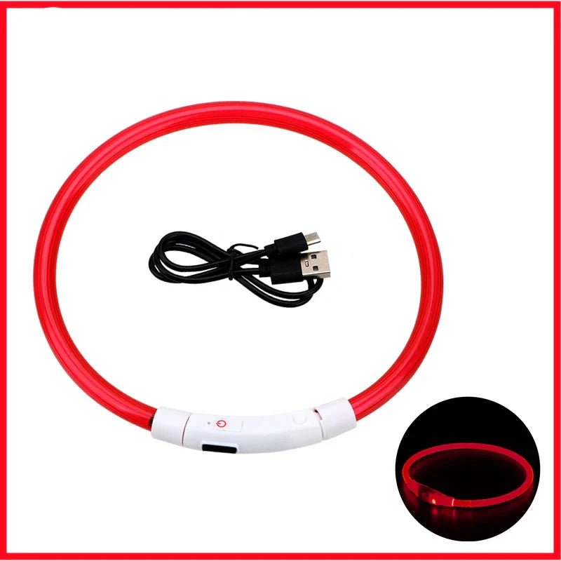 USB Rechargeable LED Dog Collar for Night Safety Visibility