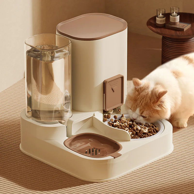 All-in-One Pet Feeder Water Dispenser with Bowl System