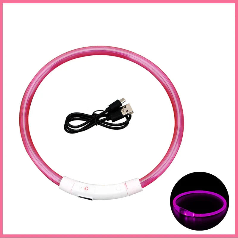 USB Rechargeable LED Dog Collar for Night Safety Visibility