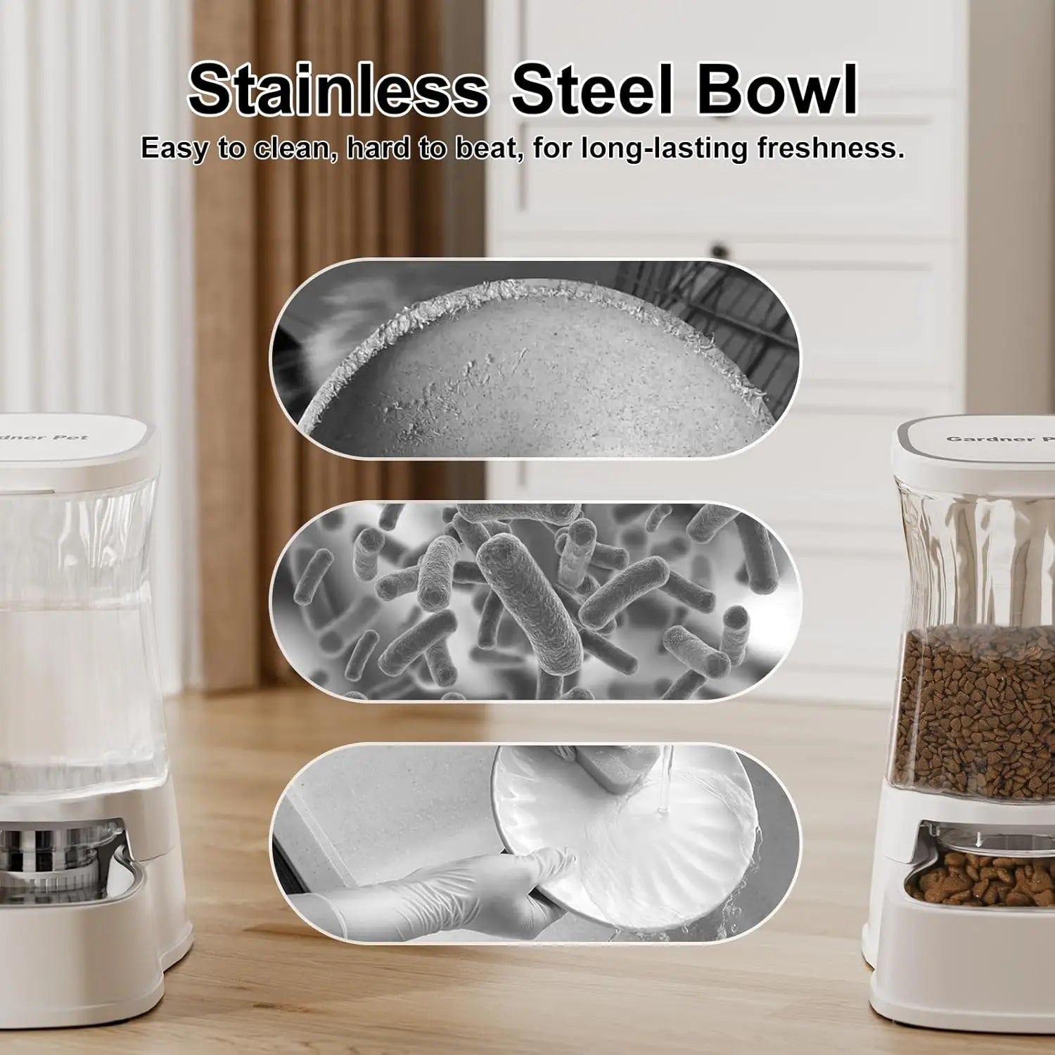 Automatic Pet Feeder Water Dispenser Set with Stainless Bowls