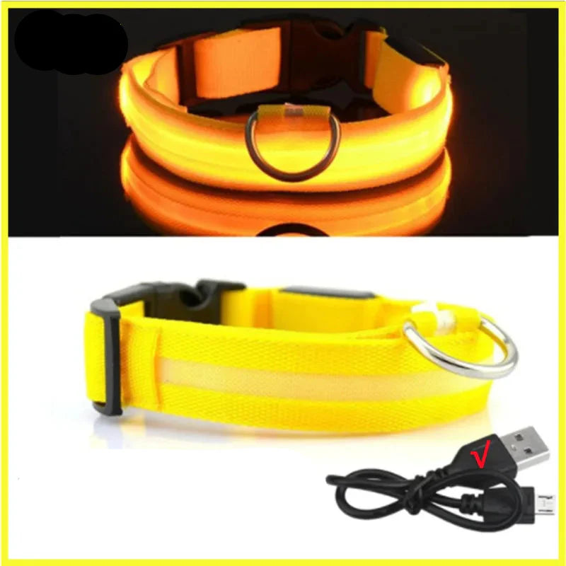 USB Rechargeable LED Dog Collar for Night Safety Visibility