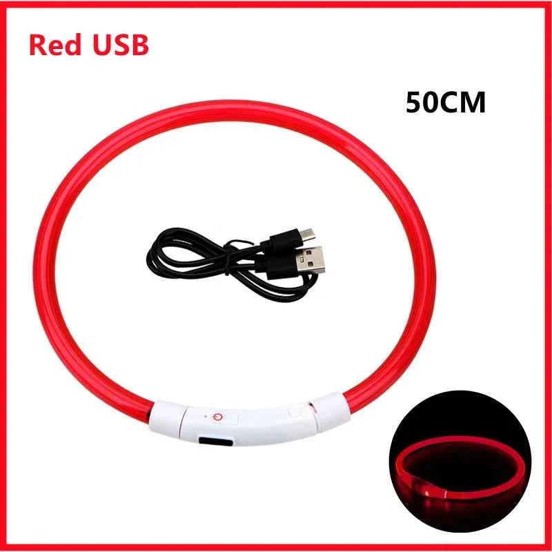 USB Rechargeable LED Dog Collar for Night Safety Visibility