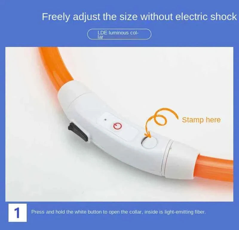 USB Rechargeable LED Dog Collar for Night Safety Visibility